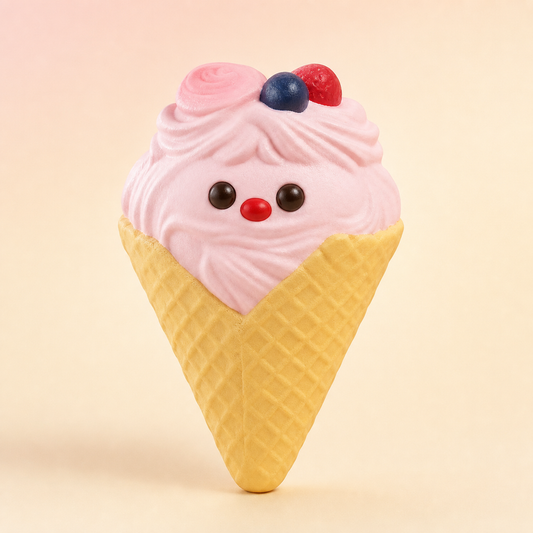Mido Red Nose Ice Cream Cone Squishy in pink
