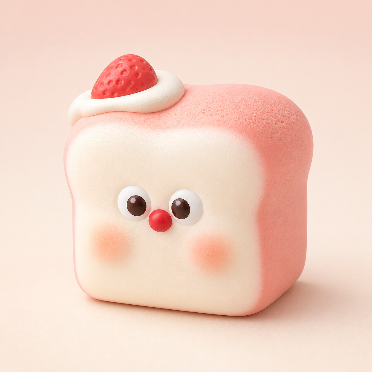 Mido Red Nose Strawberry Toast Squishy in pink
